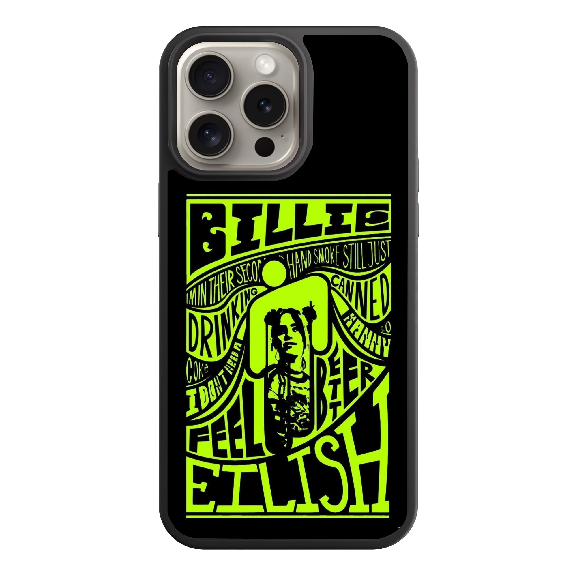 Billie Eilish Phone Case For iPhone Samsung Galaxy Pixel - Billie Eilish Psychedelic Lyric Poster Graphic On Black Background