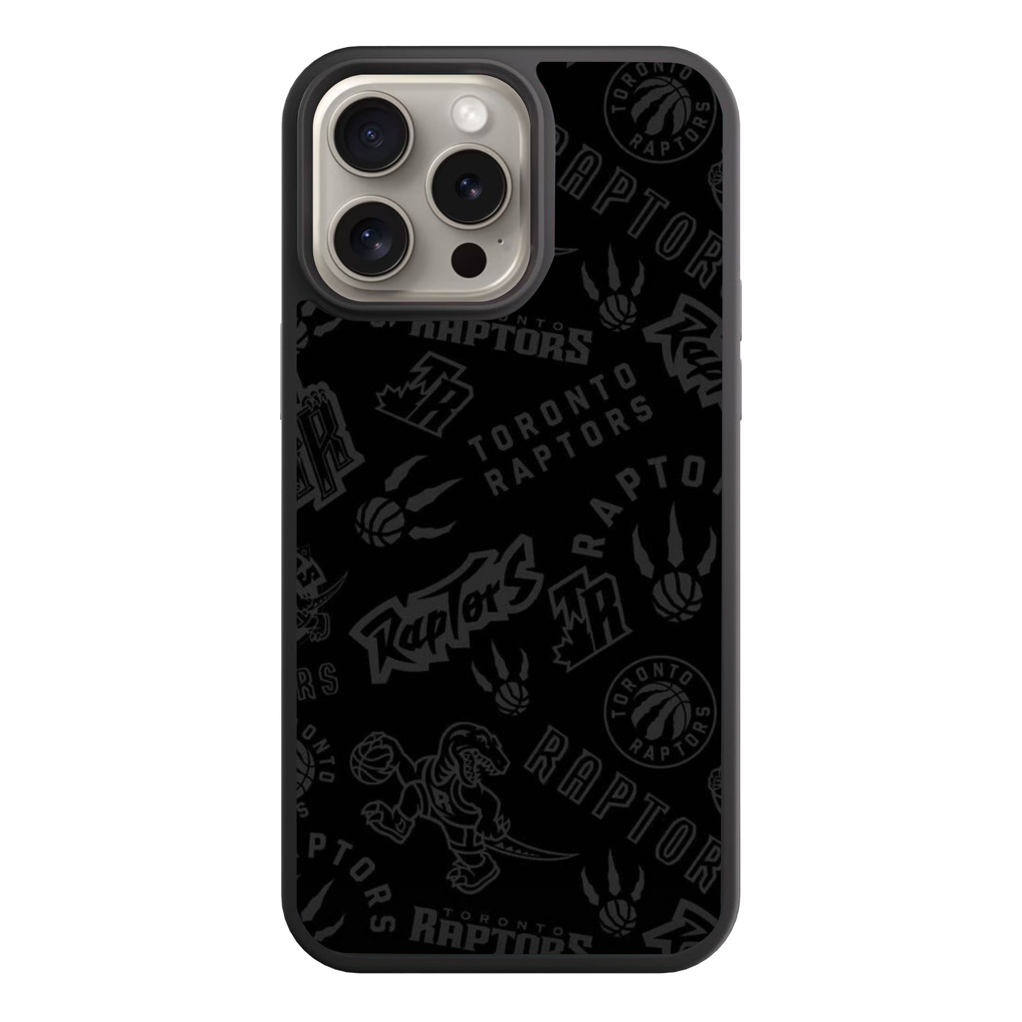 NBA Toronto Raptors Phone Case For iPhone Samsung Galaxy Pixel - Toronto Raptors Multi Logos Pattern On Black Background