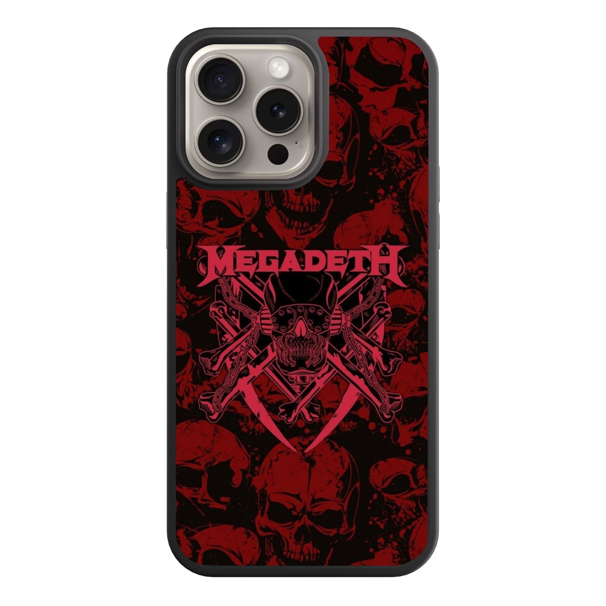 Megadeth Phone Case For iPhone Samsung Galaxy Pixel - Megadeth Vic Rattlehead Logo On Red Skull Background