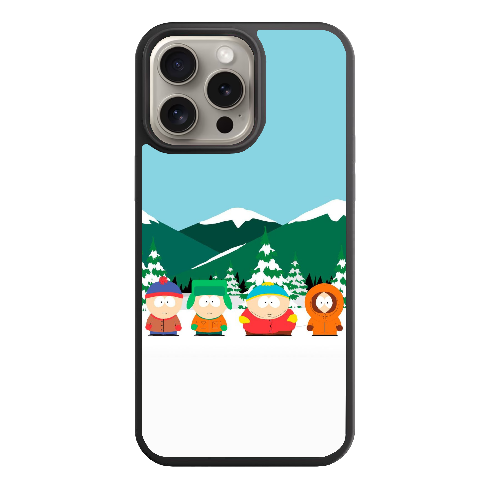 South Park Phone Case For iPhone Samsung Galaxy Pixel - South Park Core Group Standing In Snowy Landscape Under Light Blue Sky