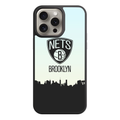 NBA Brooklyn Nets Phone Case For iPhone Samsung Galaxy Pixel - Brooklyn Nets Logo On NYC Skyline Background