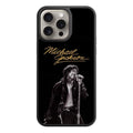 Michael Jackson Phone Case For iPhone Samsung Galaxy Pixel - Michael Jackson Gold Signature And Bad Era Concert Portrait In Black Background