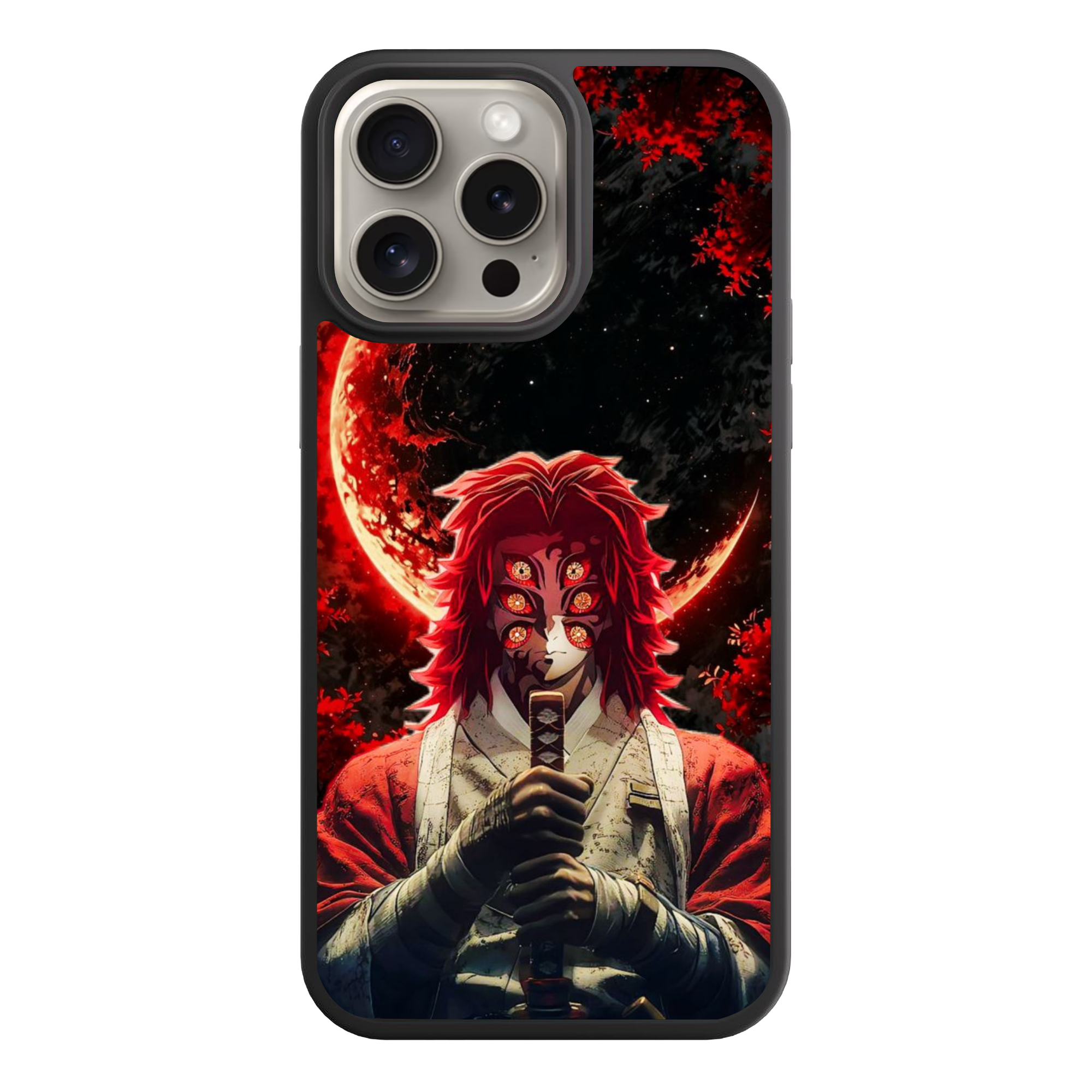 Demon Slayer Kokushibo Phone Case For iPhone Samsung Galaxy Pixel - Kokushibo Under The Blood Moon Night Sky Art