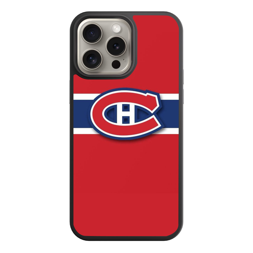 NHL Montreal Canadiens Phone Case For iPhone Samsung Galaxy Pixel - Montreal Canadiens Logo On Red Background With Blue And White Stripes