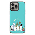 Moomins Phone Case For iPhone Samsung Galaxy Pixel - Moomin Characters In Flower Field Under Logo In Turquoise Background