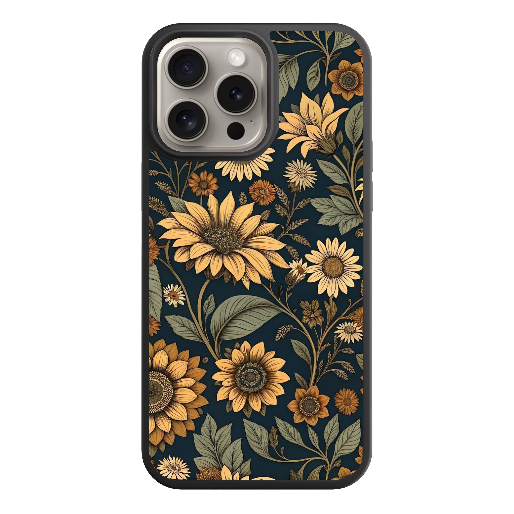 Floral Pattern Phone Case For iPhone Samsung Galaxy Pixel - Vintage Sunflower Botanical Floral Pattern