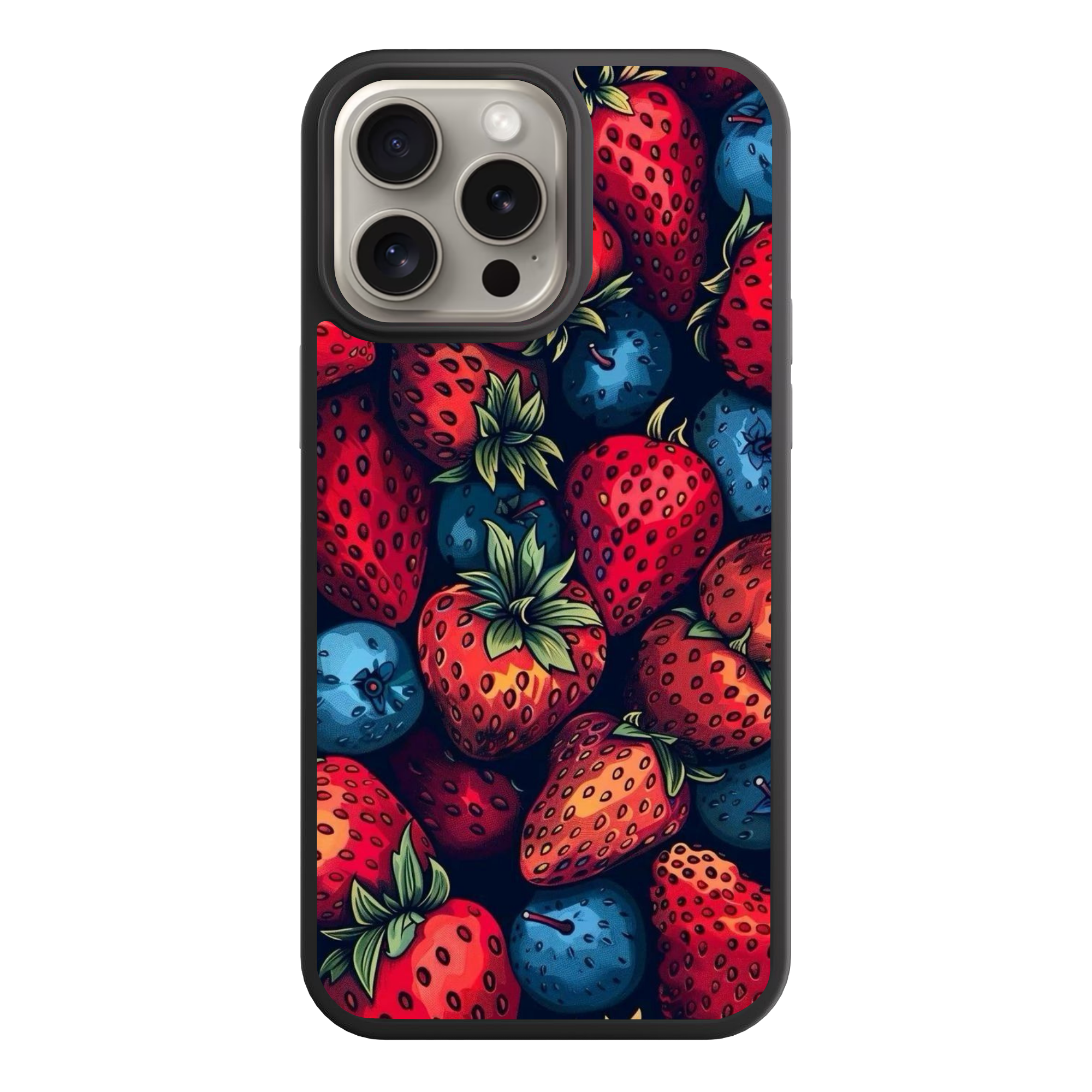 Strawberry And Blueberry Pattern Phone Case For iPhone Samsung Galaxy Pixel - Bold Strawberry And Blueberry Packed Pattern