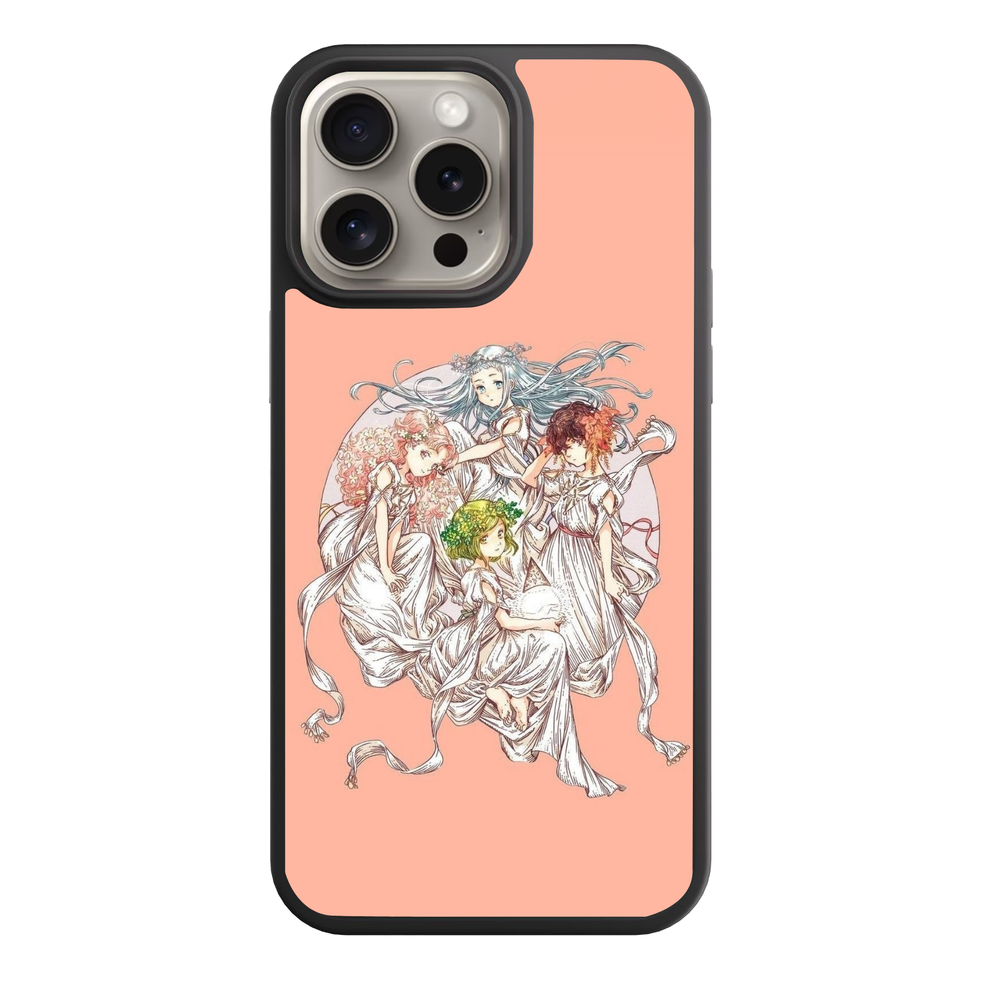 Witch Hat Atelier Phone Case For iPhone Samsung Galaxy Pixel - Witch Hat Atelier Group Portrait In Front Of Circular White Frame On Peach Background