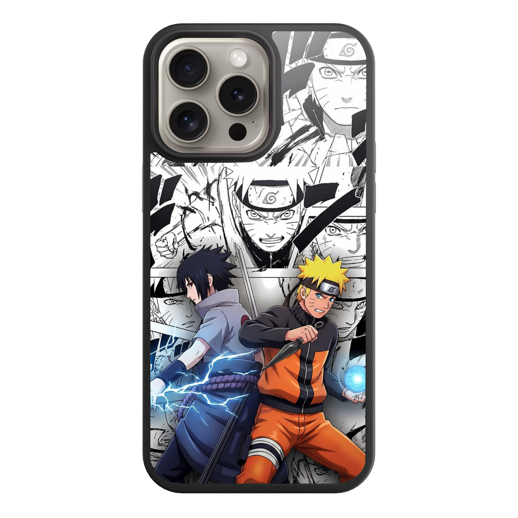 Naruto Phone Case For iPhone Samsung Galaxy Pixel - Naruto Uzumaki And Sasuke Uchiha With Chidori And Rasengan Over Manga Panels