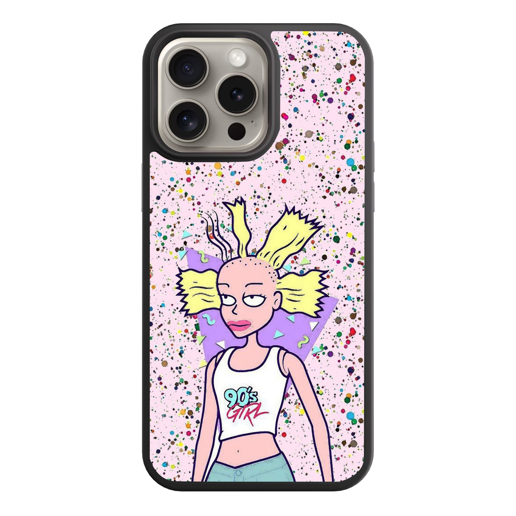 Rugrats Cynthia Phone Case For iPhone Samsung Galaxy Pixel - Cynthia Pickles In A 90s Girl Crop Top On A Multicolored Splatter Background