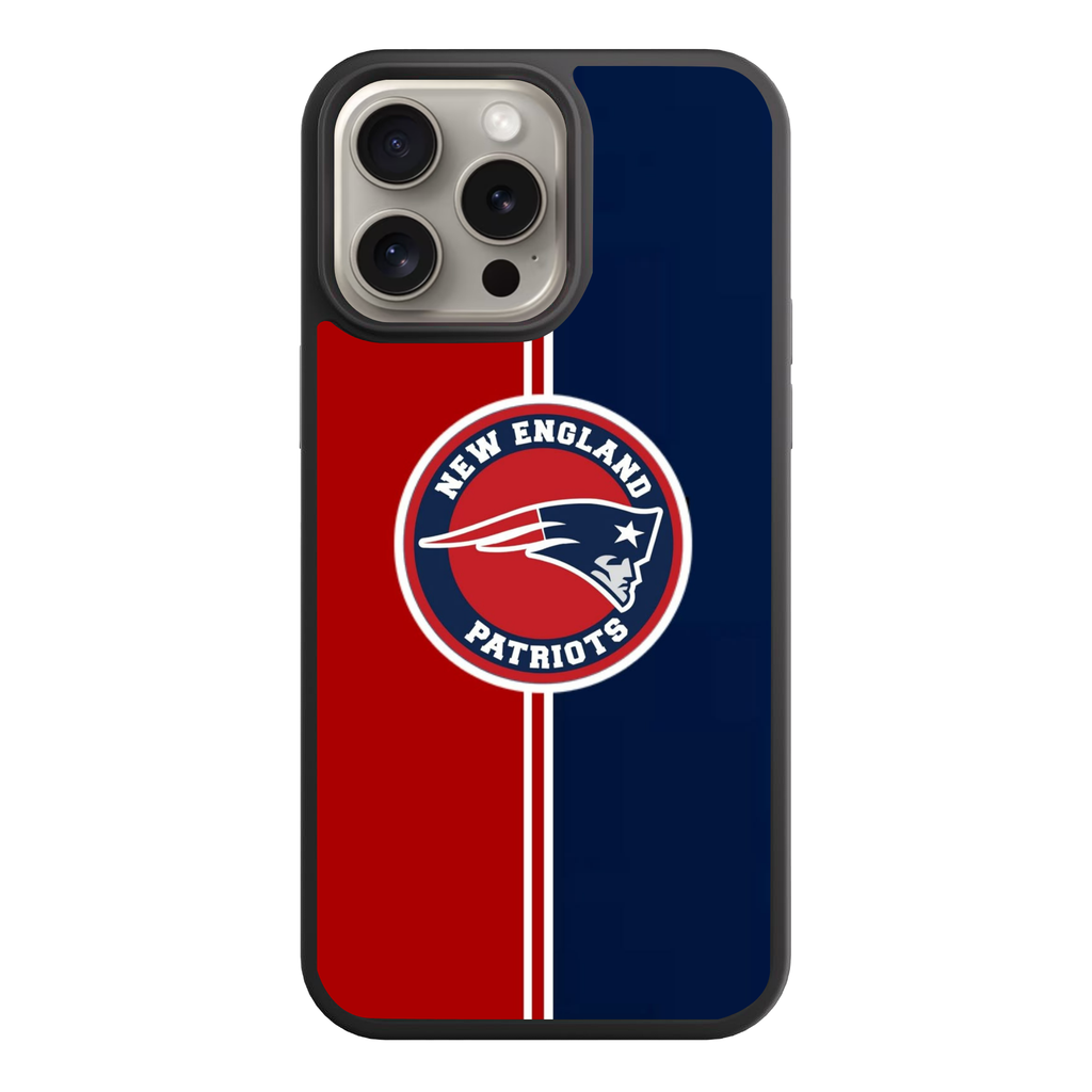 NFL New England Patriots Phone Case For iPhone Samsung Galaxy Pixel - New England Patriots Logo On Red And Navy Split Background