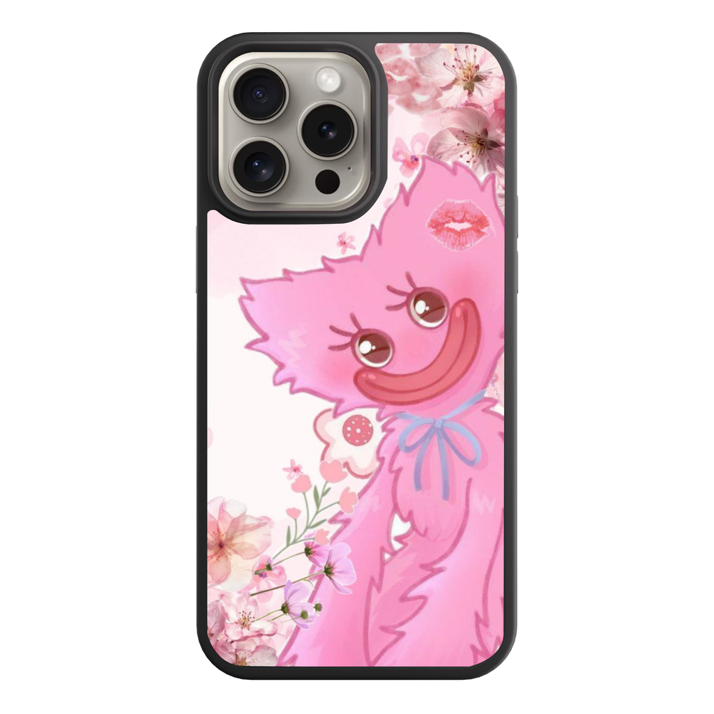 Poppy Playtime Kissy Missy Phone Case For iPhone Samsung Galaxy Pixel - Kissy Missy And Pink Cherry Blossom Background