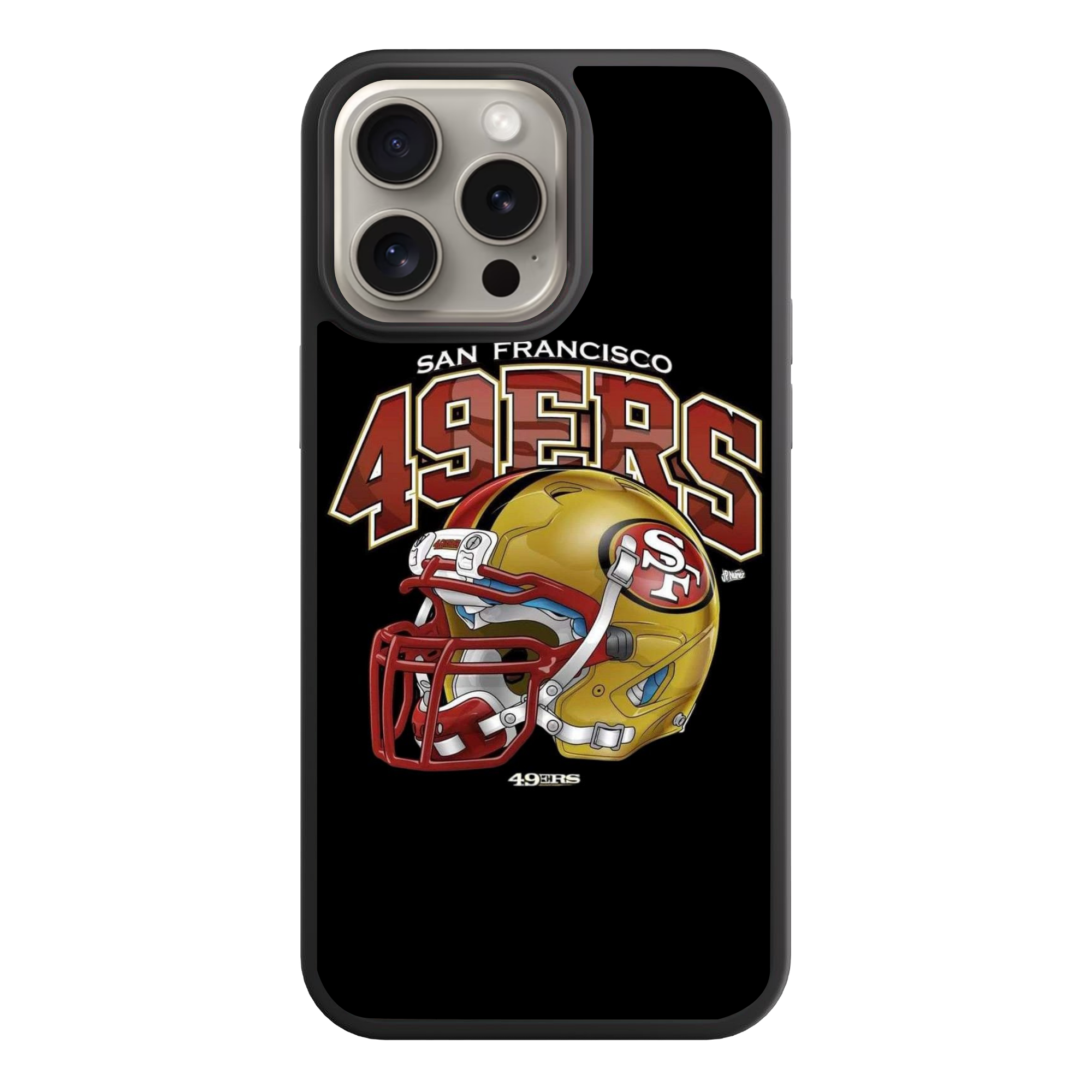 NFL San Francisco 49ers Phone Case For iPhone Samsung Galaxy Pixel - San Francisco 49ers Helmet and Wordmark on Black Background