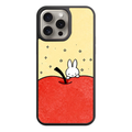 Miffy Phone Case For iPhone Samsung Galaxy Pixel - Miffy Peeking Behind Giant Apple With Stars In Cream Background