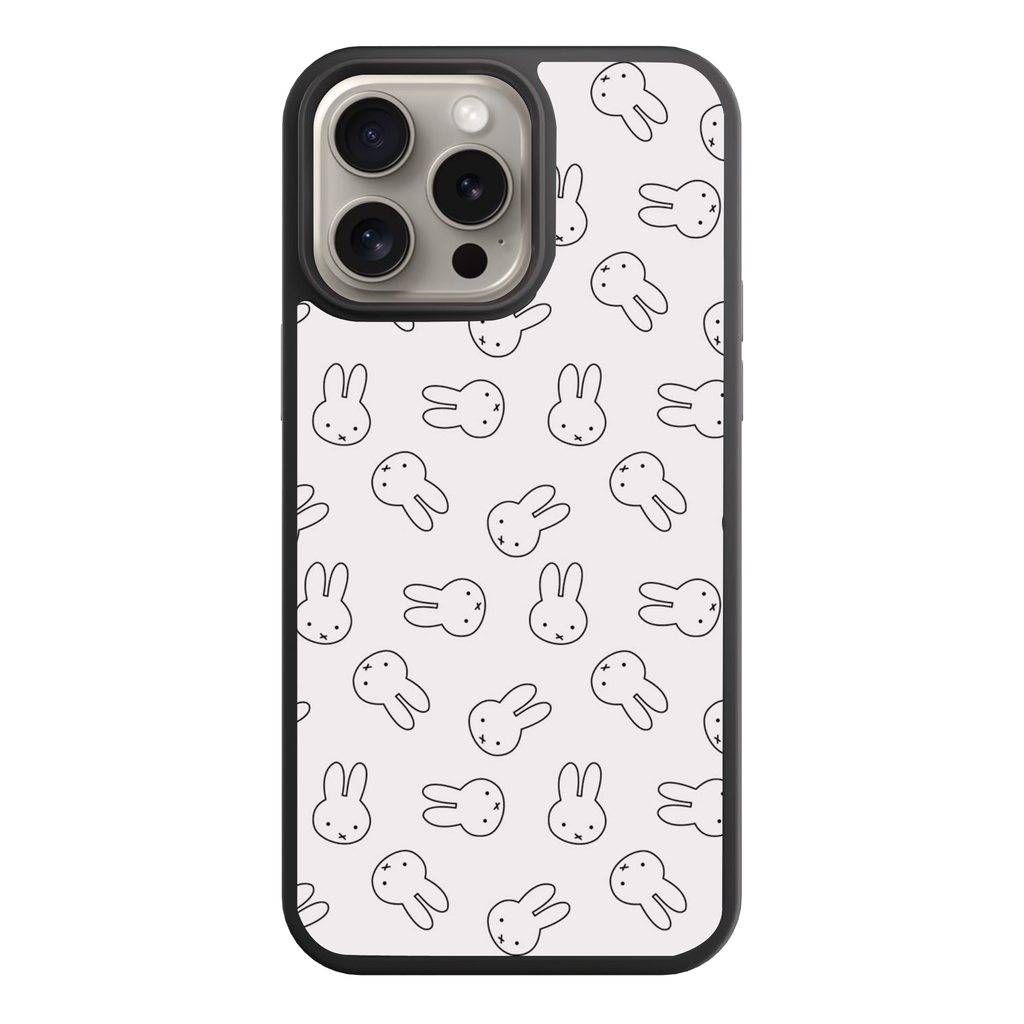 Miffy Phone Case For iPhone Samsung Galaxy Pixel - Miffy Faces Pattern In White Background