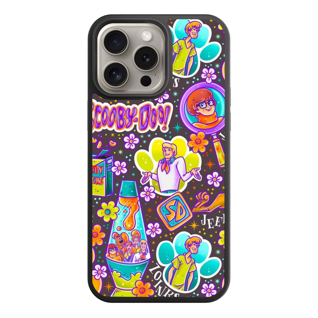 Scooby Doo Phone Case For iPhone Samsung Galaxy Pixel - Scooby Doo Groovy Retro Catchphrases Seamless Pattern On Dark Brown Background