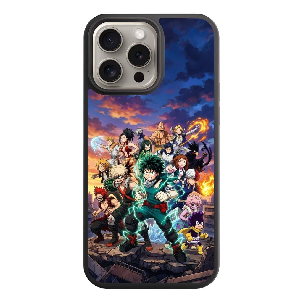 My Hero Academia Phone Case For iPhone Samsung Galaxy Pixel - My Hero Academia Class 1A Standing On Rubble Under A Twilight Sky Background