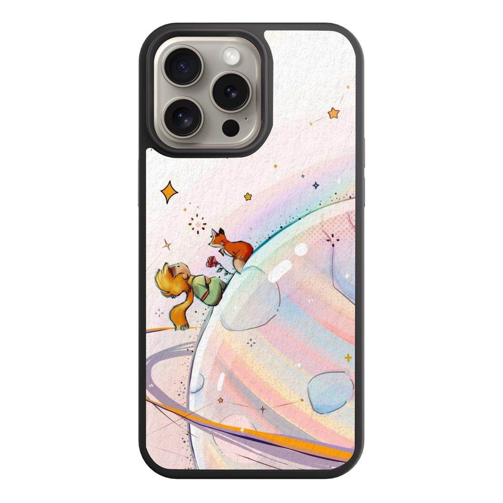 The Little Prince Phone Case For iPhone Samsung Galaxy Pixel - The Little Prince And Fox On Pastel Rainbow Planet Background