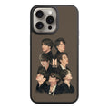 BTS Phone Case For iPhone Samsung Galaxy Pixel - BTS Members Fanart Collage With Logo On Dark Beige Background