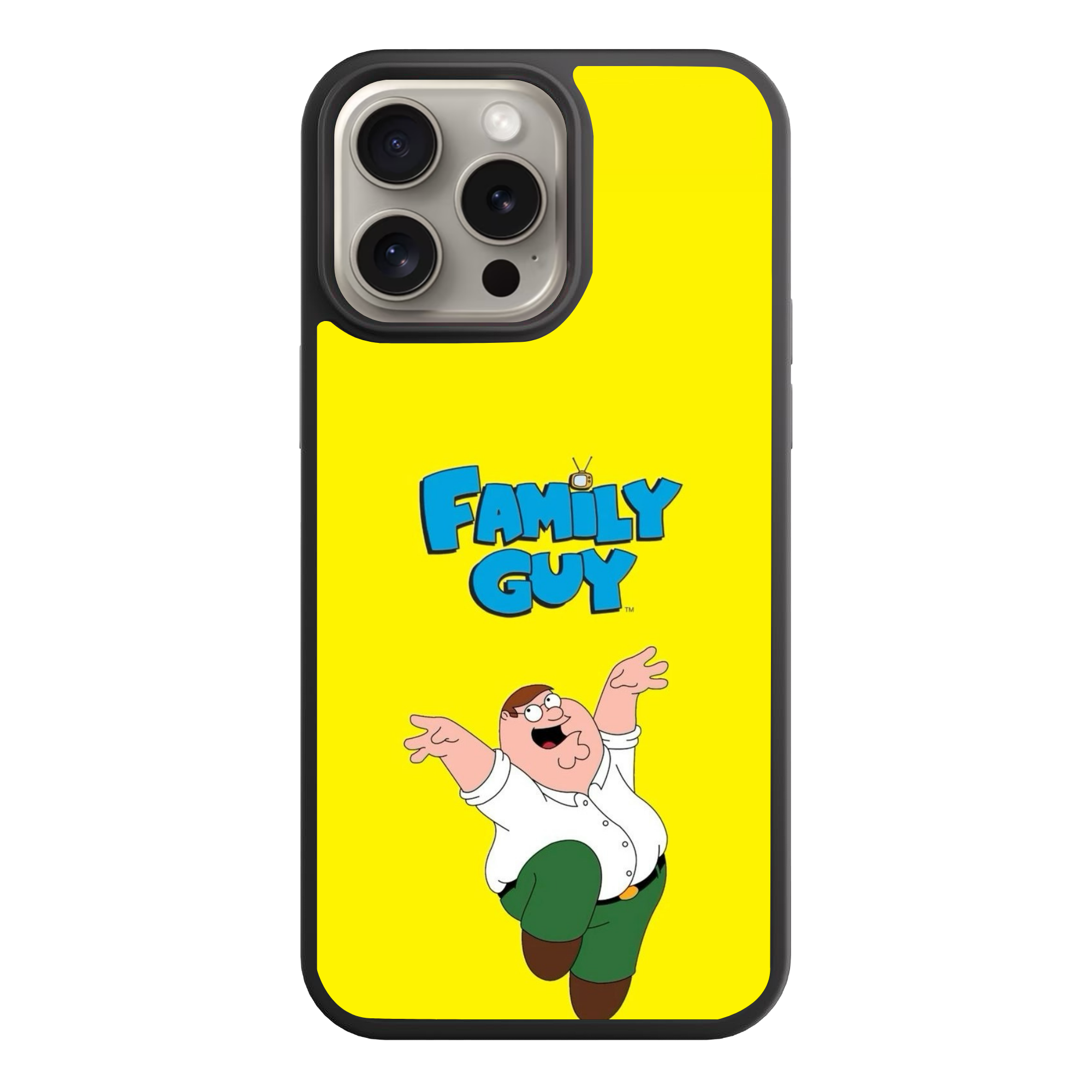 Family Guy Peter Griffin Phone Case For iPhone Samsung Galaxy Pixel - Peter Griffin And Family Guy Logo On Yellow Background
