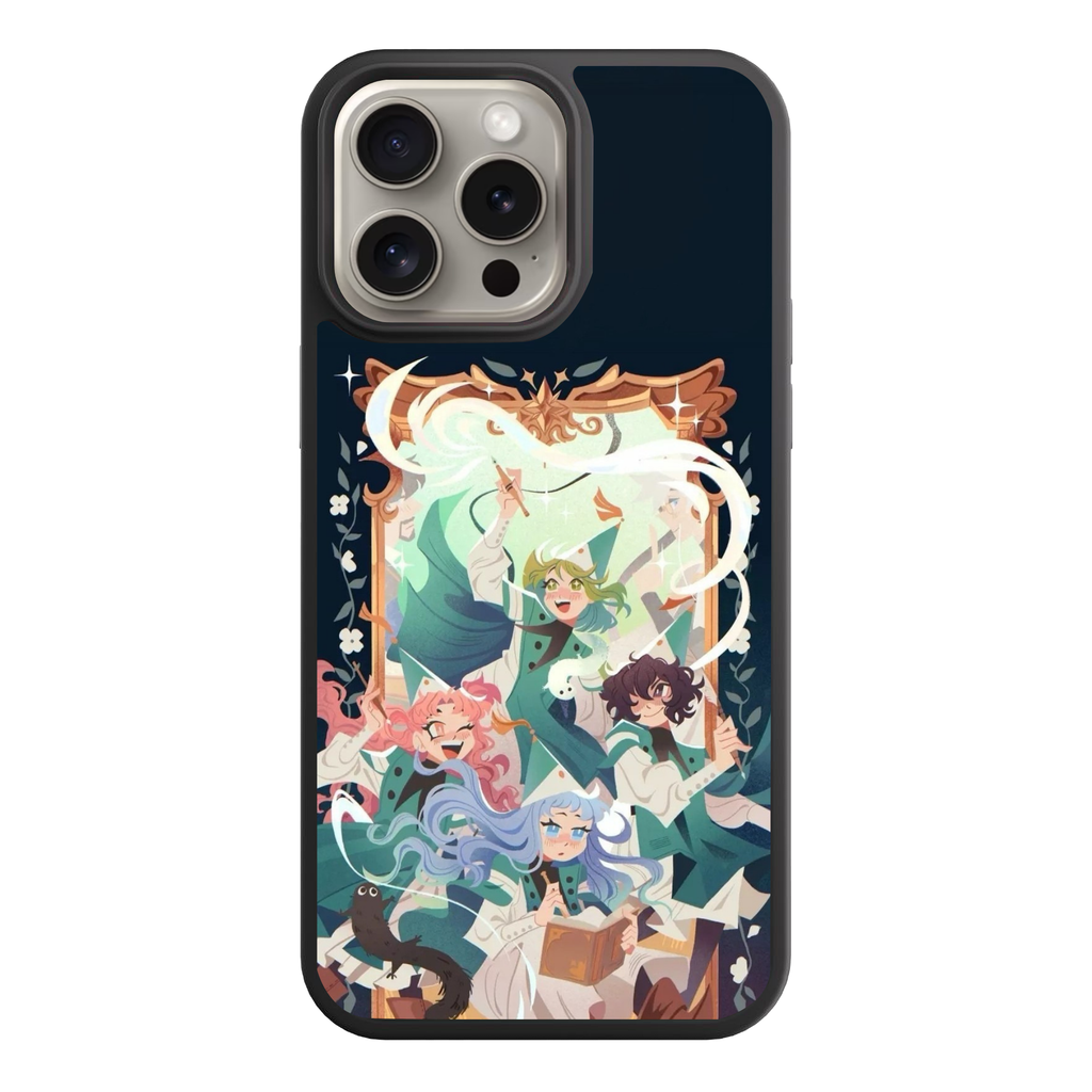 Witch Hat Atelier Phone Case For iPhone Samsung Galaxy Pixel - Witch Hat Atelier Four Apprentices Group Portrait In Ornate Mirror On Dark Navy Background