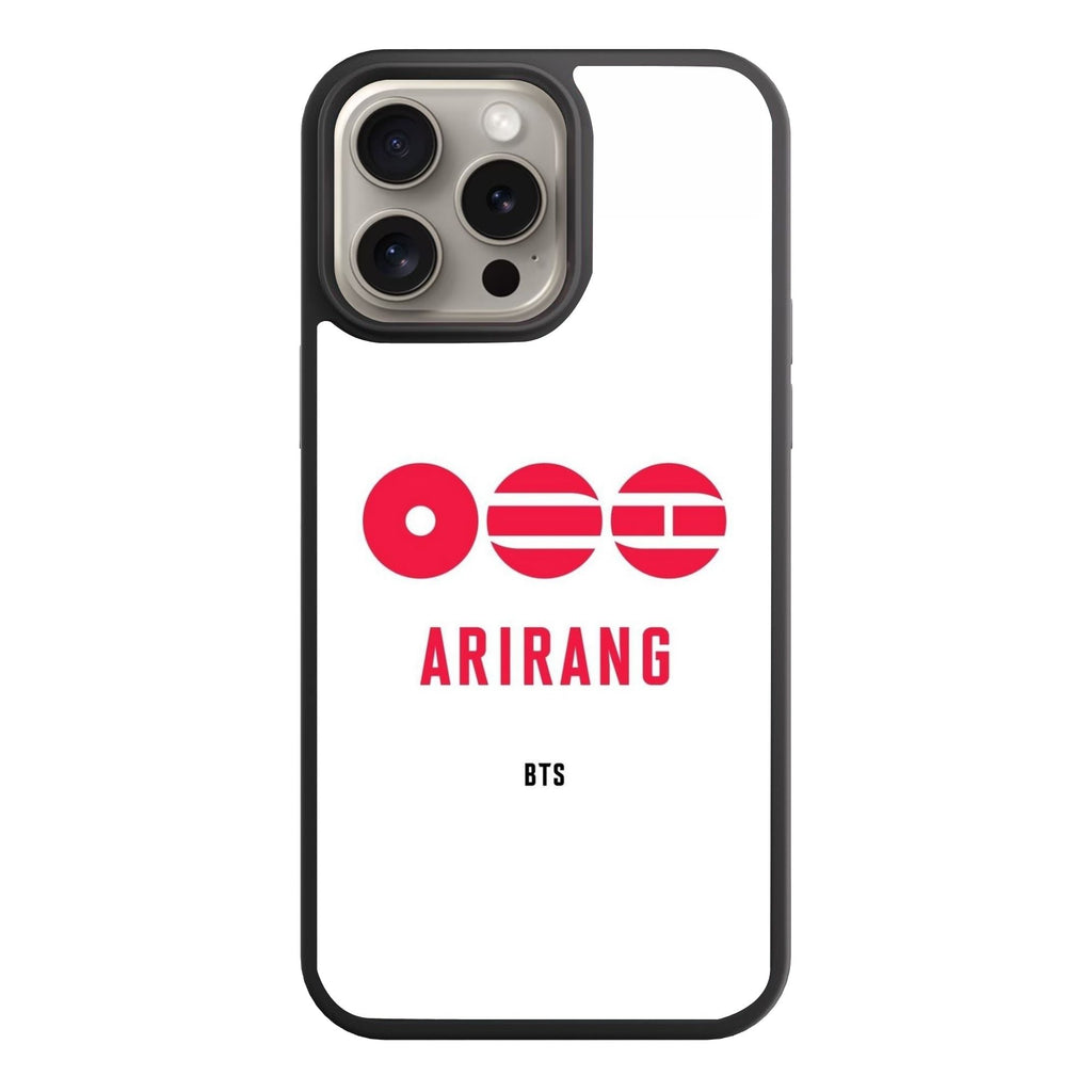 BTS Phone Case For iPhone Samsung Galaxy Pixel - BTS Arirang Red Logo Text On White Background
