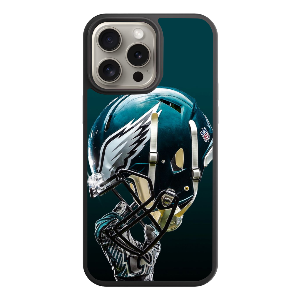 NFL Philadelphia Eagles Phone Case For iPhone Samsung Galaxy Pixel - Philadelphia Eagles Helmet and Midnight Green Background