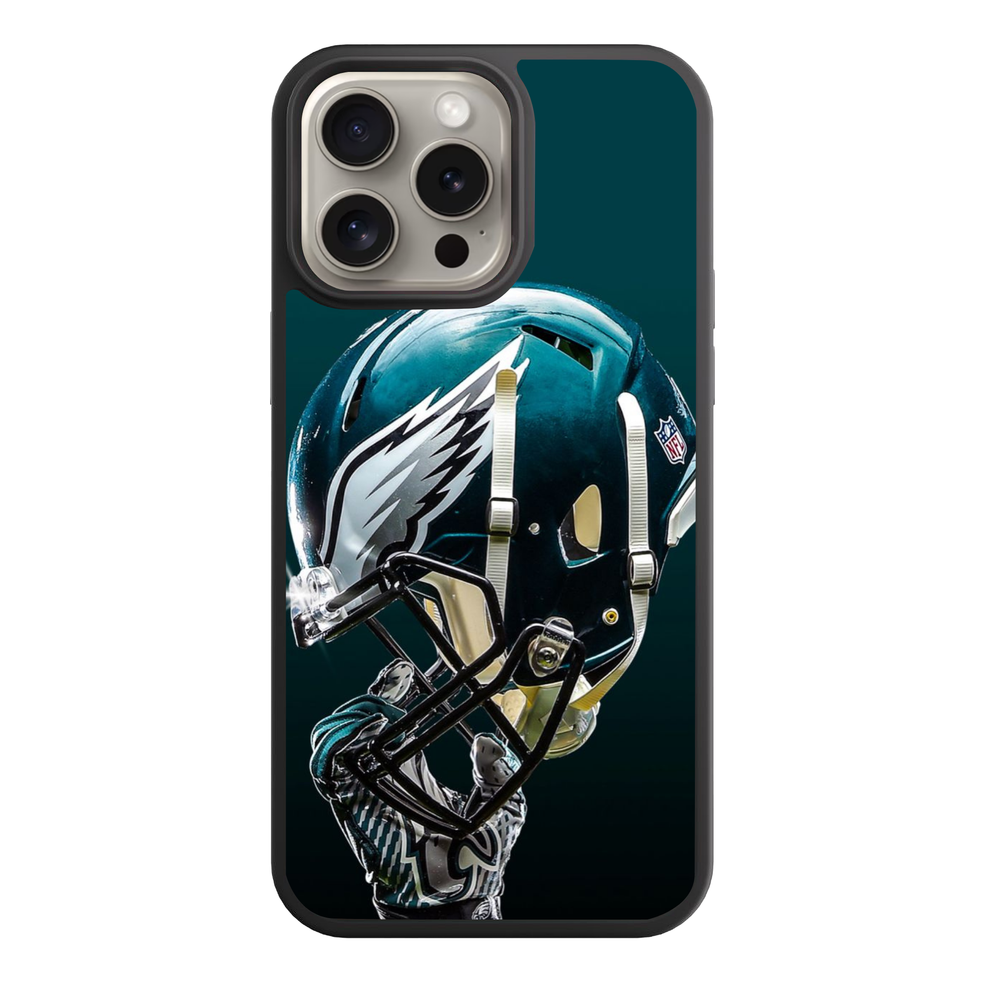 NFL Philadelphia Eagles Phone Case For iPhone Samsung Galaxy Pixel - Philadelphia Eagles Helmet and Midnight Green Background