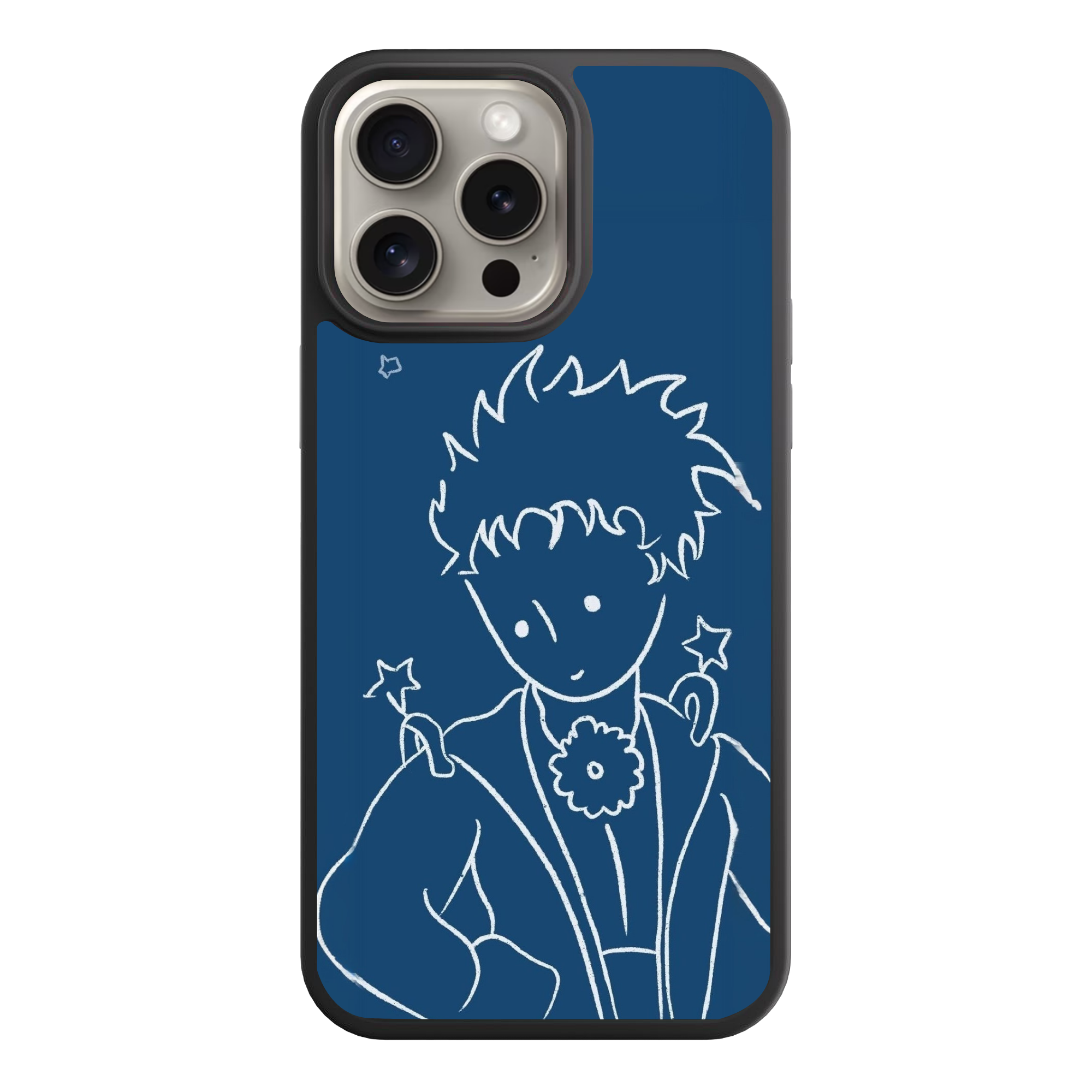 The Little Prince Phone Case For iPhone Samsung Galaxy Pixel - The Little Prince Line Art Portrait On Navy Background