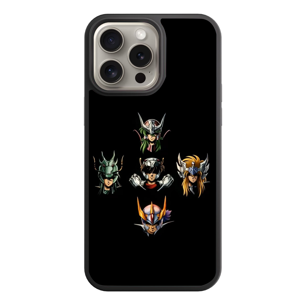 Saint Seiya Knights Of The Zodiac Phone Case For iPhone Samsung Galaxy Pixel - Saint Seiya Bronze Saints Portraits On Black Background