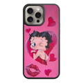 Betty Boop Phone Case For iPhone Samsung Galaxy Pixel - Betty Boop Blowing A Kiss Surrounded By Hearts And Lips On Pink Background