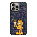 Garfield Phone Case For iPhone Samsung Galaxy Pixel - Garfield Holding An Ice Cream Cone In Geometric Patterned Background