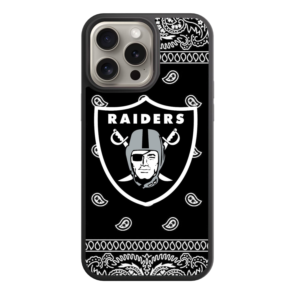 NFL Las Vegas Raiders Phone Case For iPhone Samsung Galaxy Pixel - Las Vegas Raiders Logo On Black Bandana Background