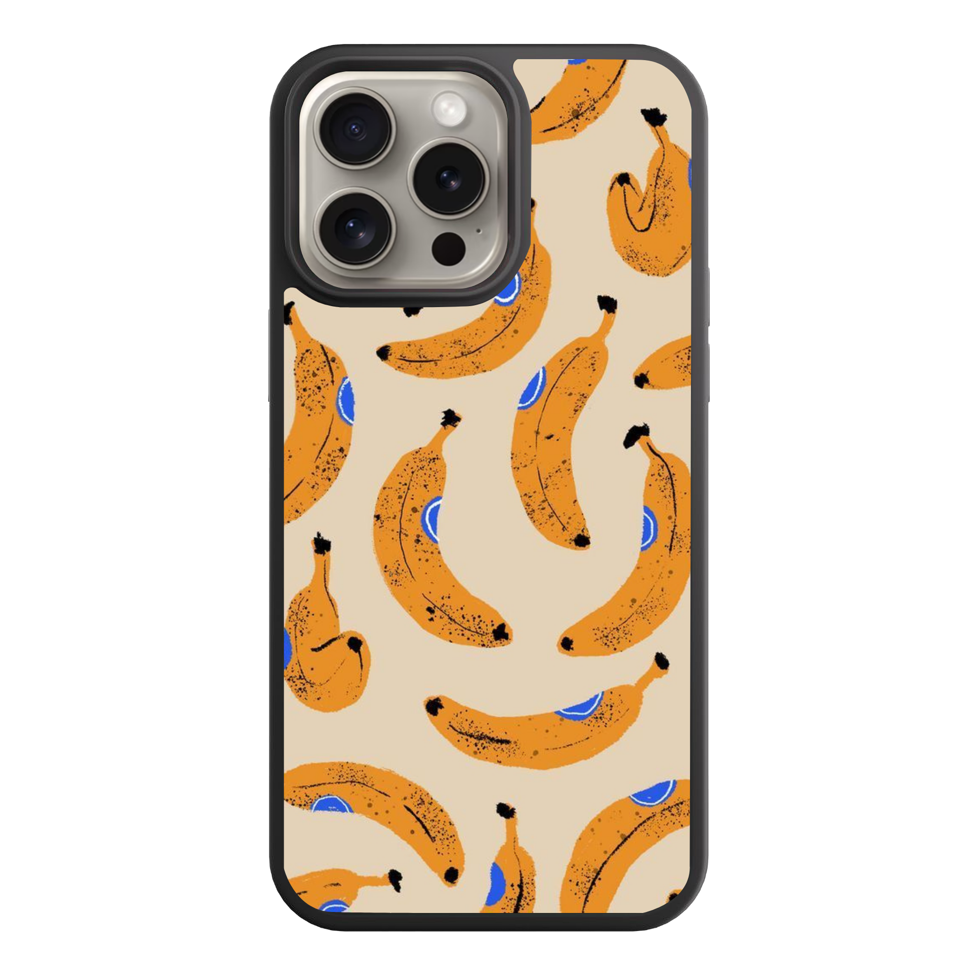 Banana Pattern Phone Case For iPhone Samsung Galaxy Pixel - Retro Illustrated Banana Pattern In Beige Background
