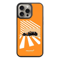 F1 Formula 1 McLaren Phone Case For iPhone Samsung Galaxy Pixel - MCL35M Illustration On Orange And White Isometric Stripe Background