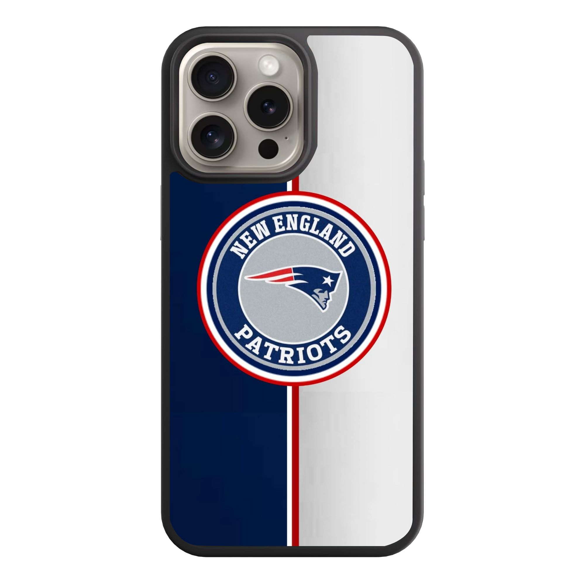 NFL New England Patriots Phone Case For iPhone Samsung Galaxy Pixel - New England Patriots Logo On Navy And White Split Background