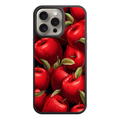 Apple Pattern Phone Case For iPhone Samsung Galaxy Pixel - Rich Red Apple Packed Pattern In Black Background