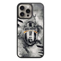 Juventus FC Phone Case For iPhone Samsung Galaxy Pixel - Classic Juventus FC Crest On Abstract Black And White Splash Background With Bull Silhouette