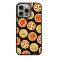 Pizza Pattern Phone Case For iPhone Samsung Galaxy Pixel - Gourmet Illustrated Pizza Mix Pattern In Black Background