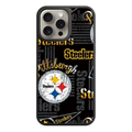 NFL Pittsburgh Steelers Phone Case For iPhone Samsung Galaxy Pixel - Pittsburgh Steelers Distressed Logo And Pennant Pattern On Black Background