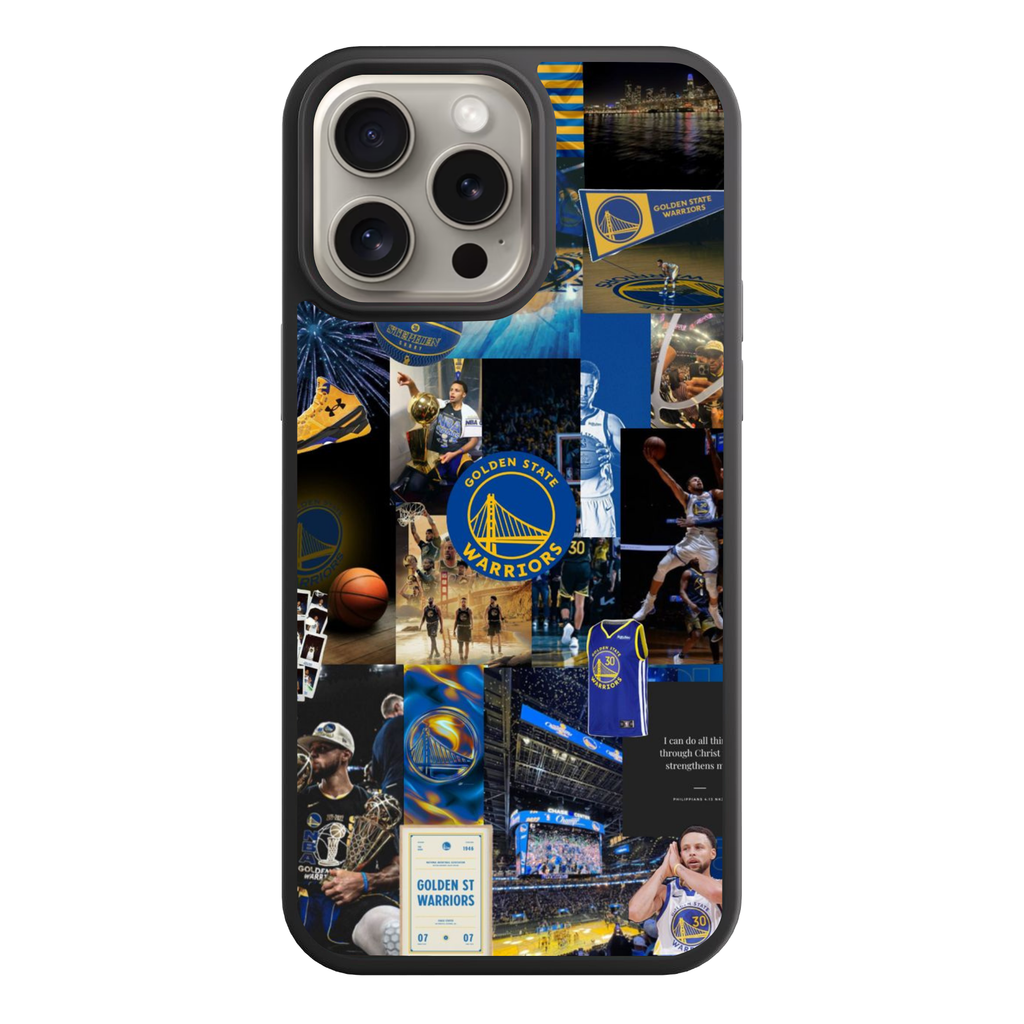NBA Golden State Warriors Phone Case For iPhone Samsung Galaxy Pixel - Golden State Warriors Logo And Stephen Curry Collage Poster