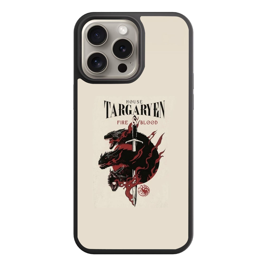 House Of The Dragon Phone Case For iPhone Samsung Galaxy Pixel - House Of The Dragon Fire And Blood Dragon Sword Poster In Beige Background