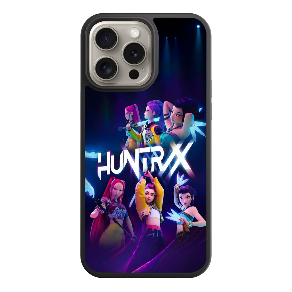 KPop Demon Hunters Phone Case For iPhone Samsung Galaxy Pixel - HUNTRIX Neon Performance Battle Stance Poster