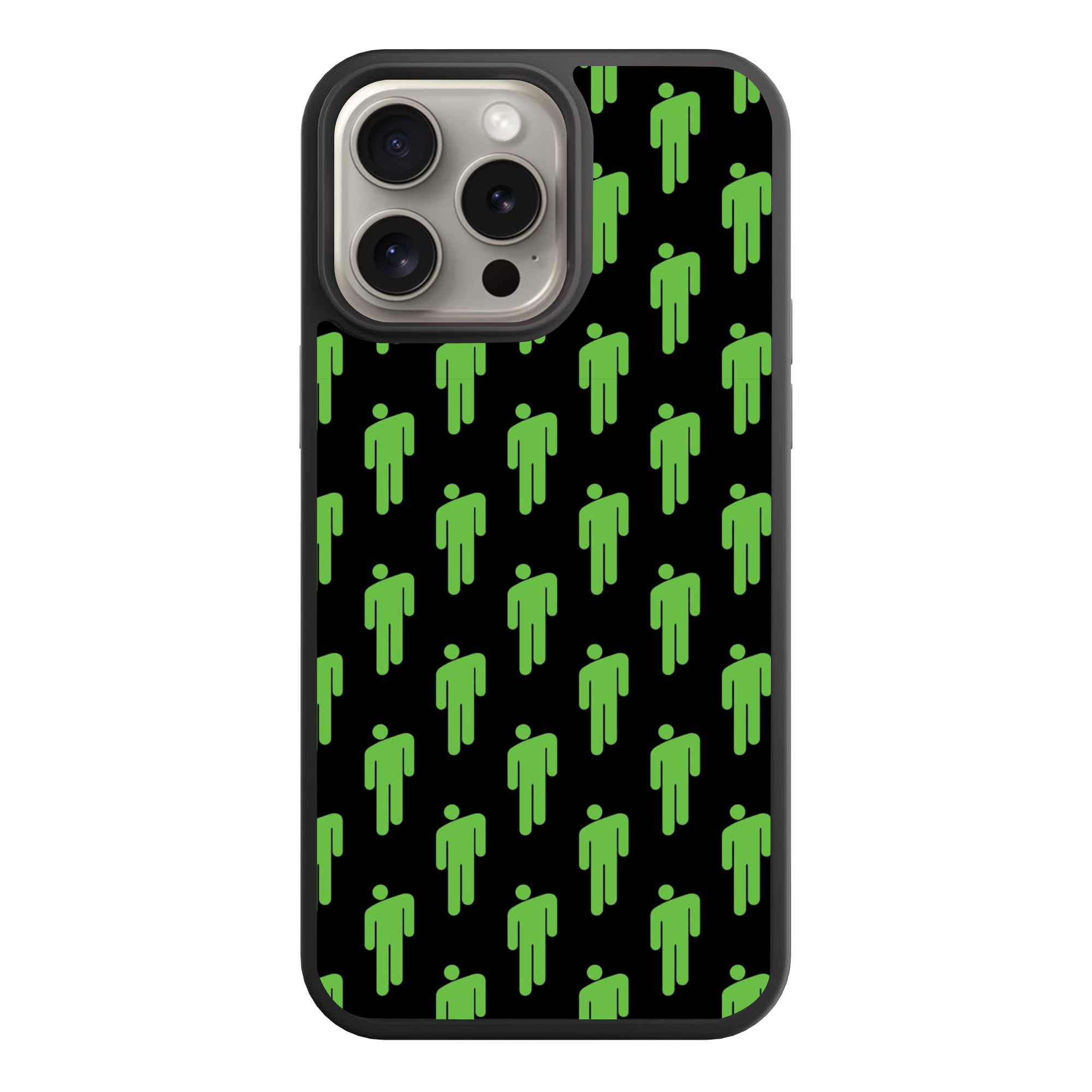 Billie Eilish Phone Case For iPhone Samsung Galaxy Pixel - Billie Eilish Repeating Lime Green Blohsh Logo Pattern On Black Background