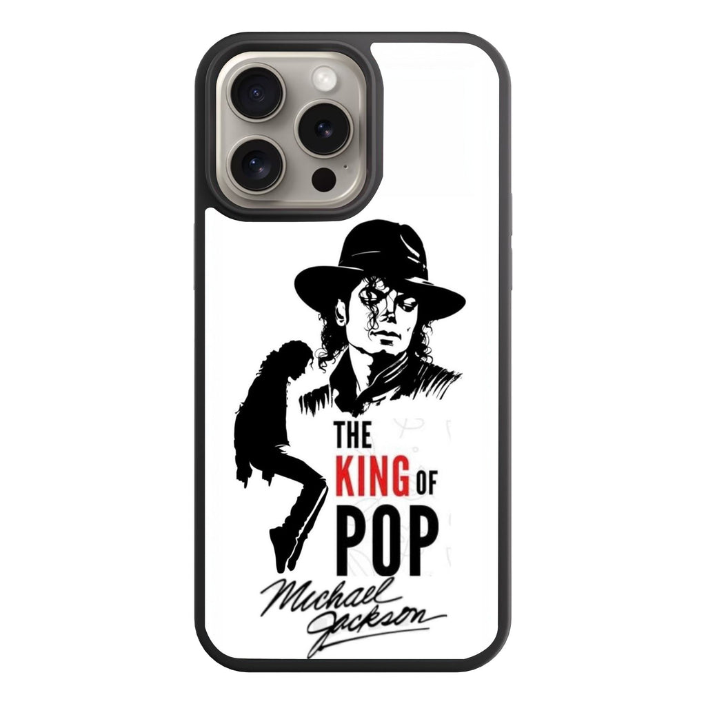 Michael Jackson Phone Case For iPhone Samsung Galaxy Pixel - The King Of Pop Title With Michael Jackson Portrait In White Background