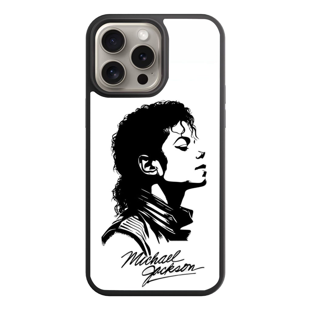 Michael Jackson Phone Case For iPhone Samsung Galaxy Pixel - Michael Jackson Stencil Portrait In White Background