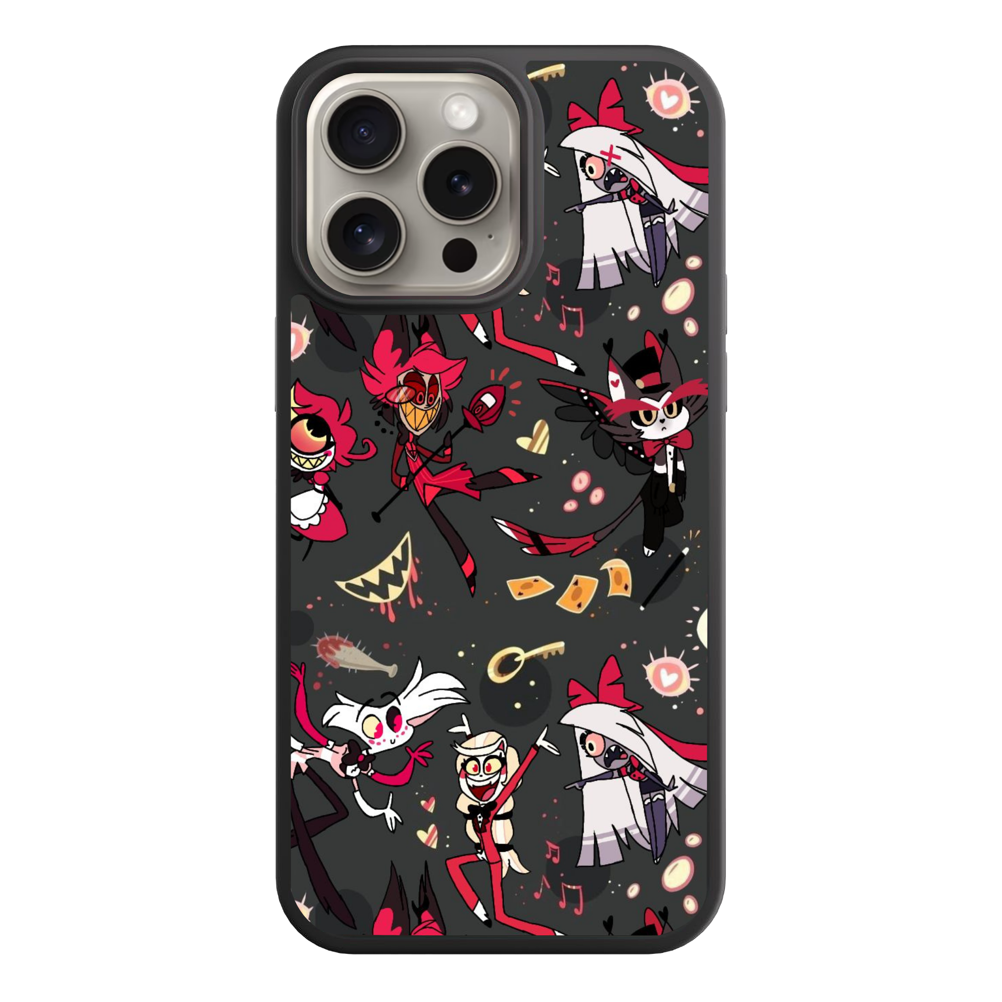 Hazbin Hotel Phone Case For iPhone Samsung Galaxy Pixel - Hazbin Hotel Cast Pattern On Dark Background