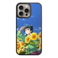 The Apothecary Diaries Maomao Phone Case For iPhone Samsung Galaxy Pixel - Maomao Holding Sunflowers Under A Clear Blue Sky Background