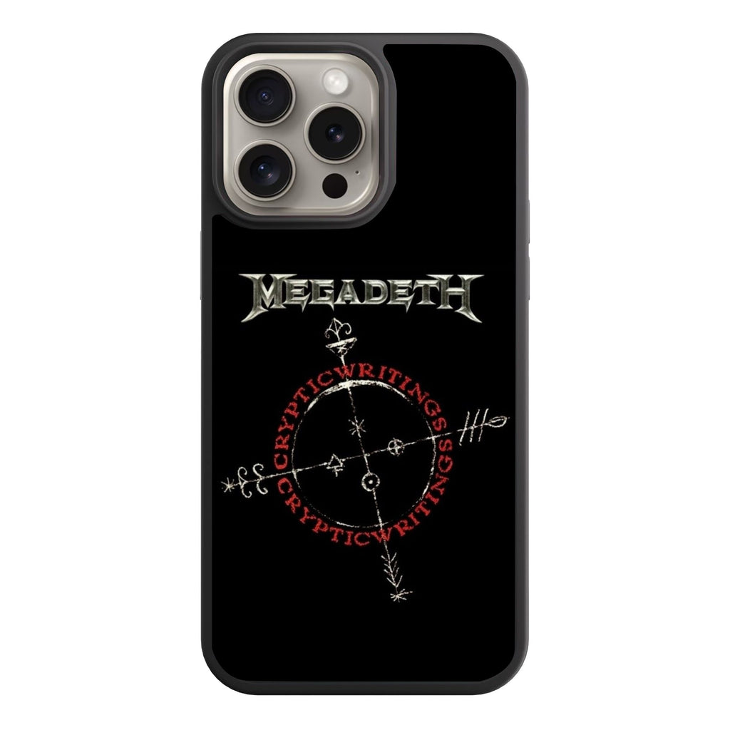 Megadeth Phone Case For iPhone Samsung Galaxy Pixel - Megadeth Metallic Logo And Cryptic Writings Symbol On Black Background