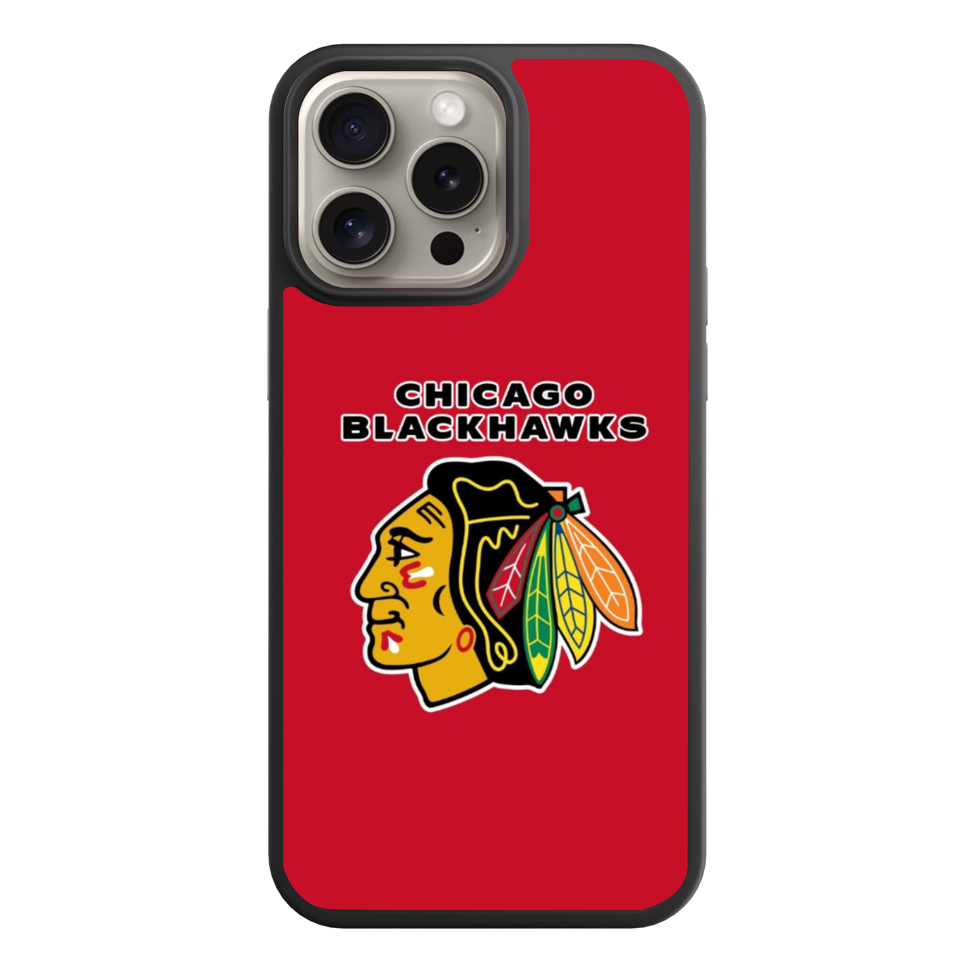 NHL Chicago Blackhawks Phone Case For iPhone Samsung Galaxy Pixel - Chicago Blackhawks Logo And Wordmark On Red Background